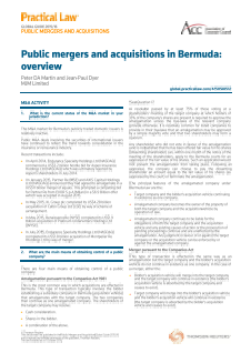 Practical Law Company - Public Mergers and Acquisitions in Bermuda: An Overview 2016